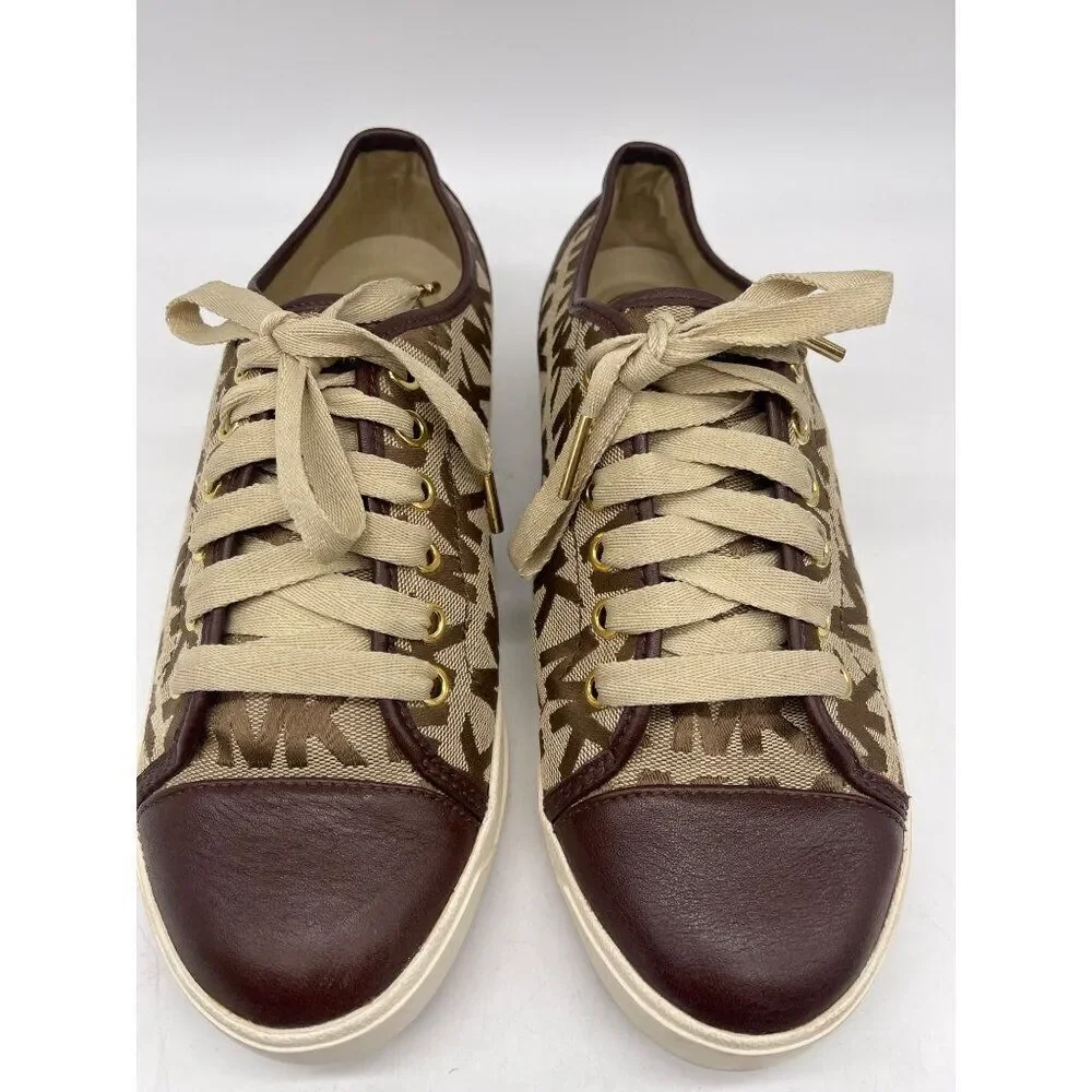 Michael Kors MK Women Brown Monogram City Sneakers Size 8.5